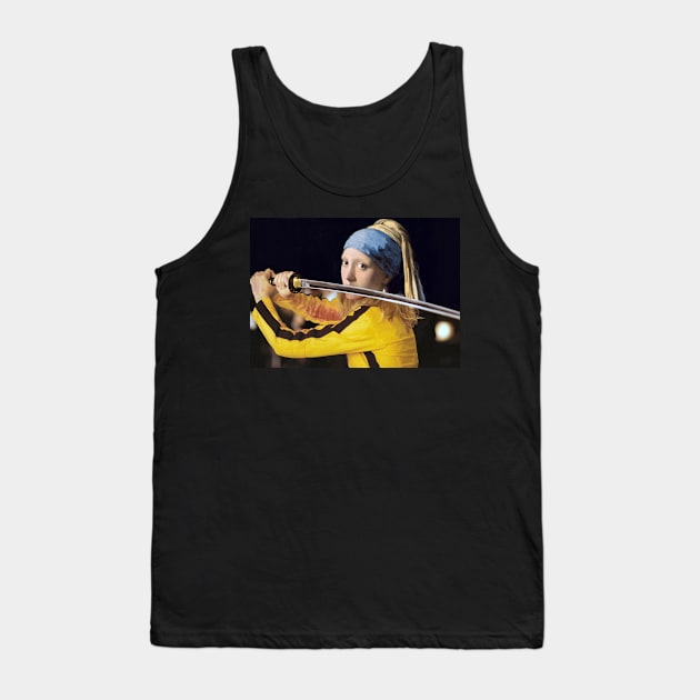 Girl with a Pearl Earring by Vermer and Beatrix Kiddo from Kill Bill Tank Top by luigi-tarini